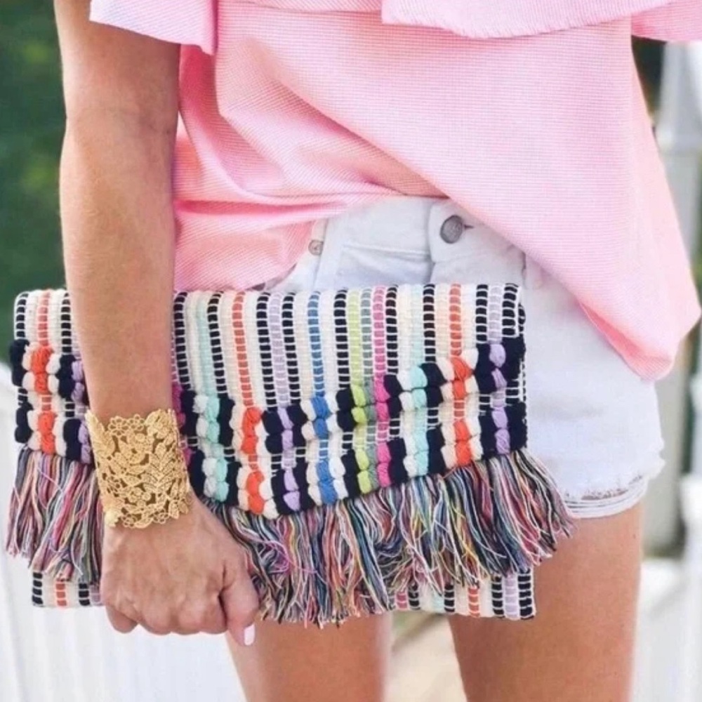 Stella & Dot Taj Clutch Purse BoHo Chic Fringe